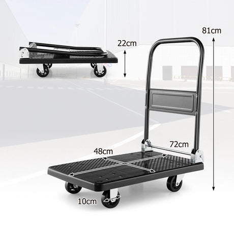 Folding Push Cart Dolly with Swivel Wheels and Non-Slip Loading Area-28 x 19 inches