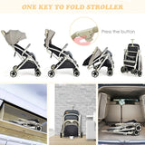 Folding Pushchair with Adjustable Backrest and Footrest-Light Grey