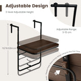 Folding Hanging Table with 3-Level Adjustable Height for Patio Balcony-Coffee