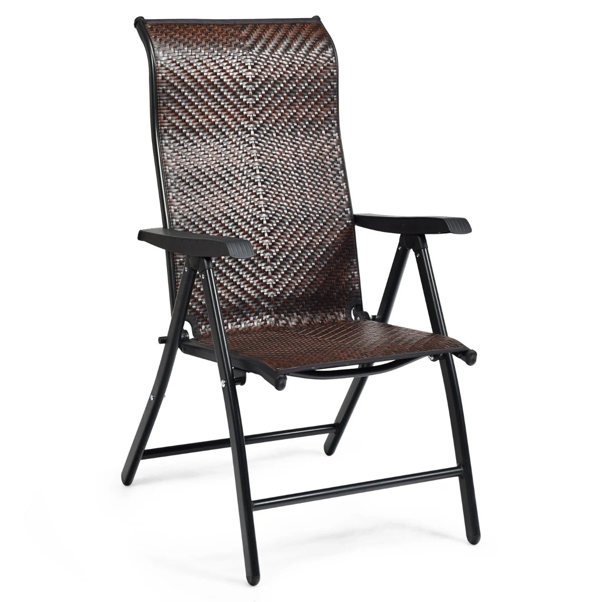 Patio Rattan Folding Chair with Armrest