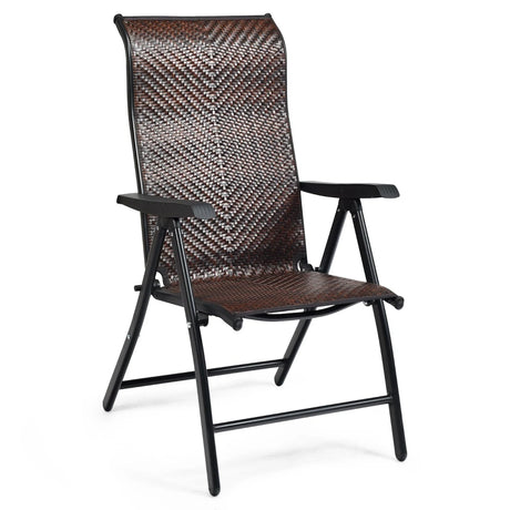Patio Rattan Folding Chair with Armrest