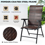Patio Rattan Folding Chair with Armrest
