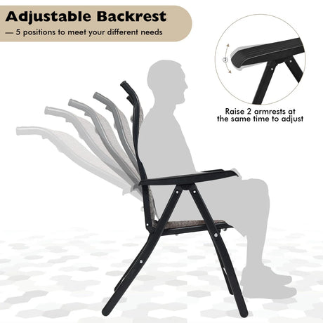 Patio Rattan Folding Chair with Armrest