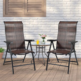 Patio Rattan Folding Chair with Armrest