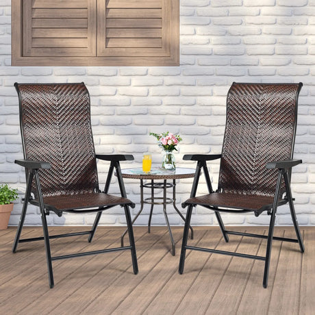 Patio Rattan Folding Chair with Armrest
