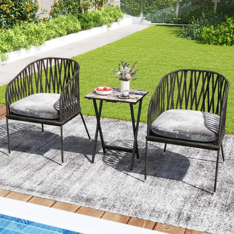 Set of 4 folding garden tables, weatherproof outdoor bistro tables made of wood, 48 x 40 x 67 cm, black