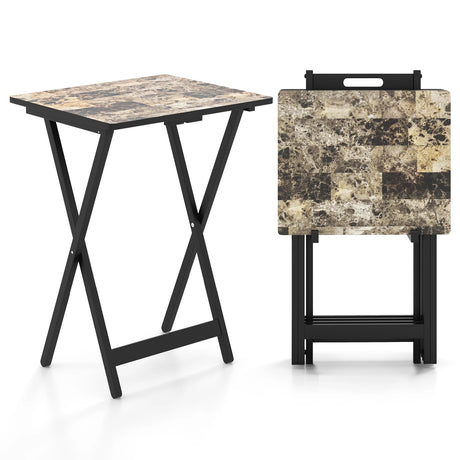 Set of 4 folding garden tables, weatherproof outdoor bistro tables made of wood, 48 x 40 x 67 cm, black