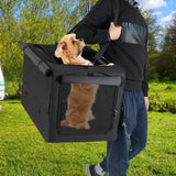 Foldable Dog Crate with Openings and Window Mesh Inner Basket-M
