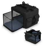 Foldable Dog Crate with Openings and Window Mesh Inner Basket-S