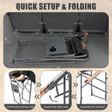 Folding Tall Hunting Chair with Side Table, Detachable Footrest, Cup Holder