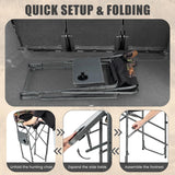 Folding Tall Hunting Chair with Side Table, Detachable Footrest, Cup Holder