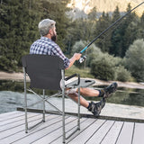 Folding Tall Hunting Chair with Side Table, Detachable Footrest, Cup Holder