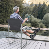 Folding Tall Hunting Chair with Side Table, Detachable Footrest, Cup Holder