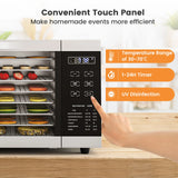Food Dehydrator with 8 Detachable Mesh Trays and 24 H Timer-Silver