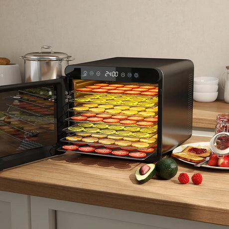 Food Dehydrator with 7 Stainless Steel Trays 1-24H Timer and 30-75C Temperature-Silver