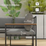 Outsunny Six Piece L Shaped Garden Furniture Set with 3 Loveseats - Natural Wood Finish