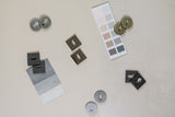 Forme Key Escutcheons on Minimal Square Rose - Polished Chrome - Pair