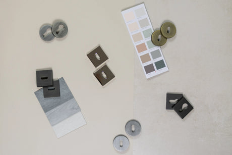 Forme Euro Escutcheons on Minimal Round Rose - Urban Dark Bronze - Pair