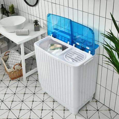 Semi-Automatic Washing Machine with 3 Modes for Apartment-Blue