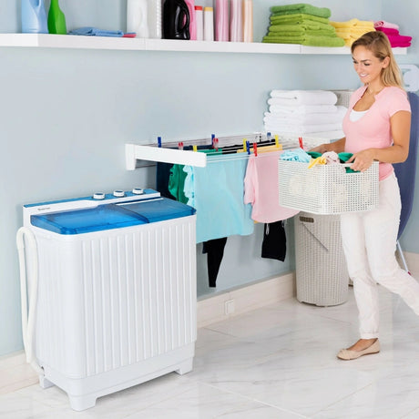 Semi-Automatic Washing Machine with 3 Modes for Apartment-Blue