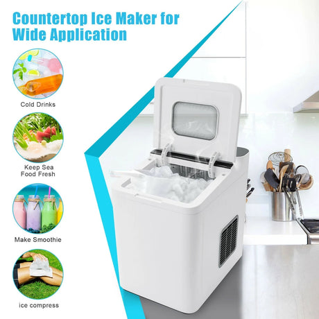 15KG/24H Countertop Ice Making Machine with Auto Clean-White