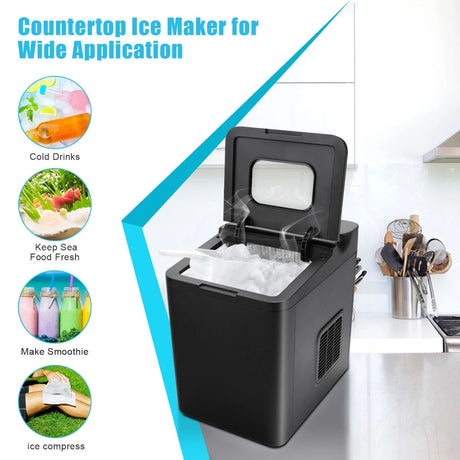 15KG/24H Countertop Ice Making Machine with Auto Clean-Black