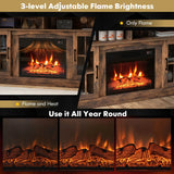 58 Inch Rustic Fireplace TV Stand with 2 Open Storage Compartments-Brown