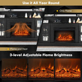 58 Inch Rustic Fireplace TV Stand with 2 Open Storage Compartments-Black