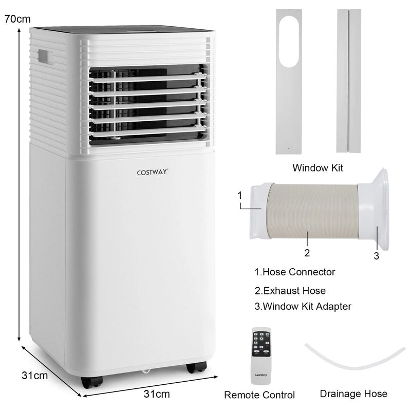 7000 BTU Portable Air Conditioner with 2 Wind Speeds and Timer-Black