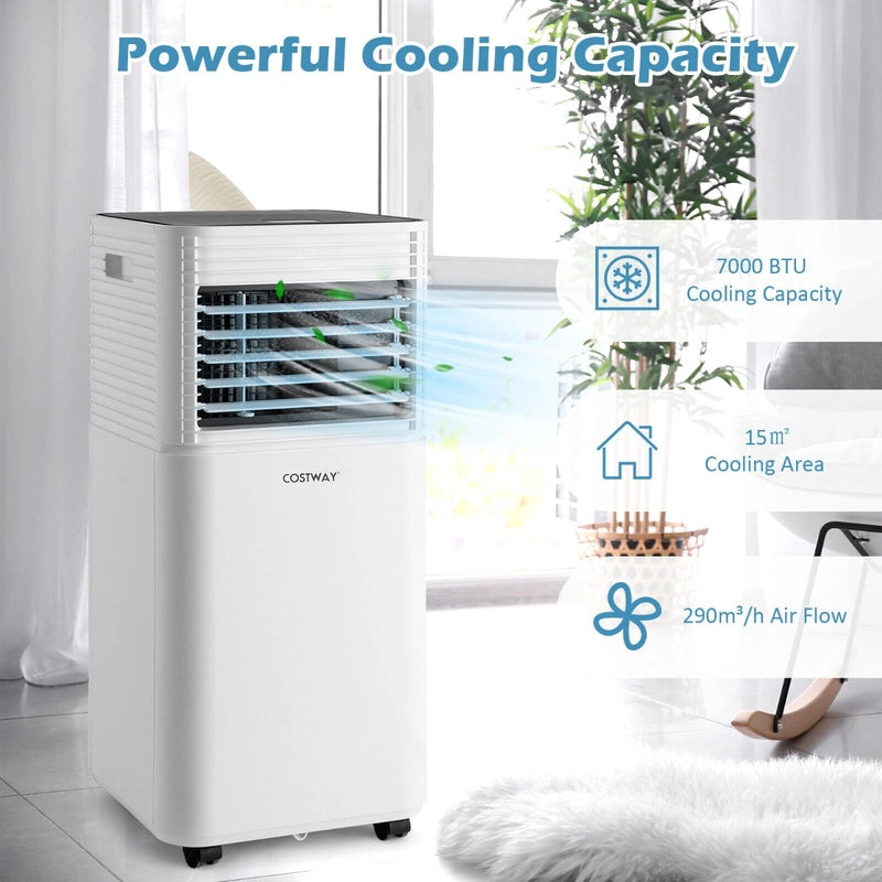 7000 BTU Portable Air Conditioner with 2 Wind Speeds and Timer-Black