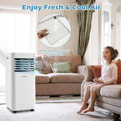 7000 BTU Portable Air Conditioner with 2 Wind Speeds and Timer-Black