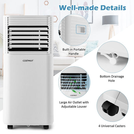 7000 BTU Portable Air Conditioner with 2 Wind Speeds and Timer-Black