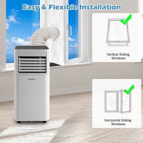 7000 BTU Portable Air Conditioner with 2 Wind Speeds and Timer-Black