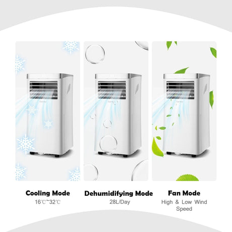 9000BTU Portable Air Conditioner with Remote Control and 24H Timer