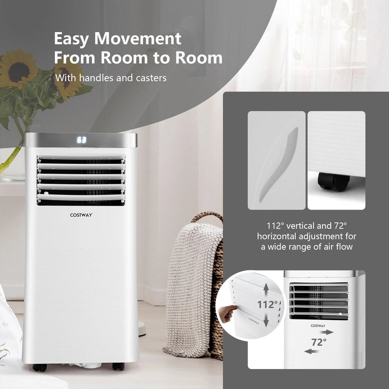 9000BTU Portable Air Conditioner with Remote Control and 24H Timer