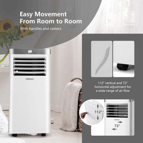 9000BTU Portable Air Conditioner with Remote Control and 24H Timer