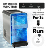 Self Dispensing Countertop Nugget Ice Maker with LED Blue Light-Silver
