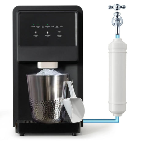 Self Dispensing Countertop Nugget Ice Maker with LED Blue Light-Silver