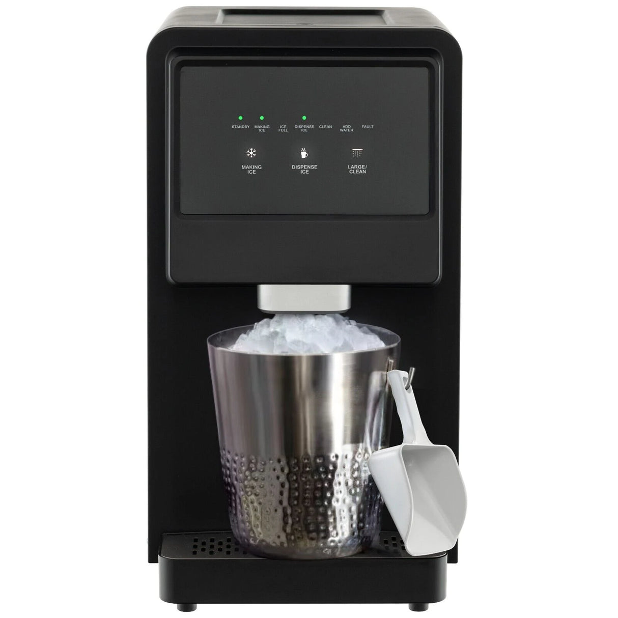 Self Dispensing Countertop Nugget Ice Maker with LED Blue Light-Silver