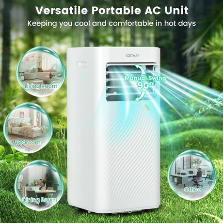 9000 BTU 3-in-1 Portable Air Conditioner with Sleep Mode-White