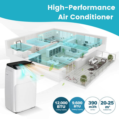 12000 BTU Portable Air Conditioner with WiFi Smart APP and Sleep Mode-White