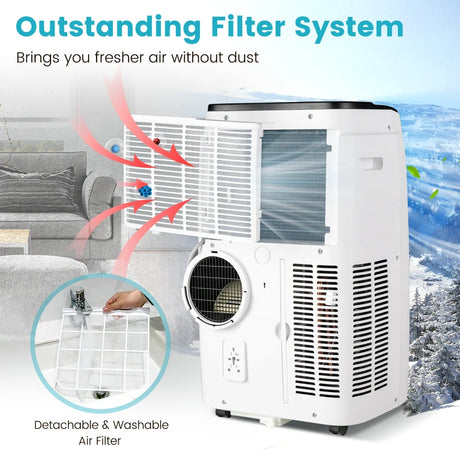 12000 BTU Portable Air Conditioner with WiFi Smart APP and Sleep Mode-White