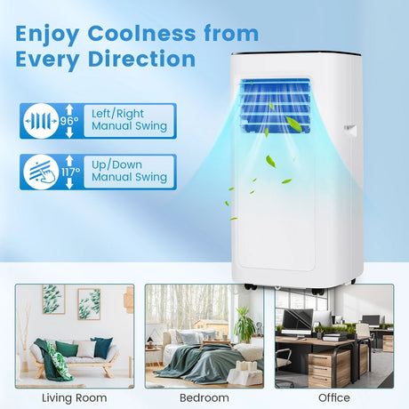 8000 BTU Portable Air Conditioner with Dehumidifier Fan and Sleep Mode-White