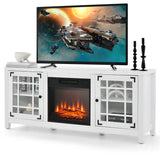 148cm Storage TV Console with Fireplace Insert-White