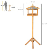 PawHut Wooden Bird Table Free Standing Feeder Garden Sheltered Feeding Station Parrot Stand Birdhouse Φ40x113cm