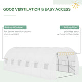 Outsunny Greenhouse Replacement Cover ONLY Winter Garden Plant PE Cover with Roll-up Windows Door, 6 x 3 x 2m White