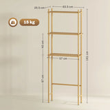 HOMCOM Bamboo Over Toilet Storage Unit with 3 Slatted Shelves, 3-Tier Freestanding Bathroom Shelf, Bathroom Space Saver, Natural Wood Finish