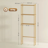HOMCOM Bamboo Over Toilet Storage Unit with 3 Slatted Shelves, 3-Tier Freestanding Bathroom Shelf, Bathroom Space Saver, Natural Wood Finish
