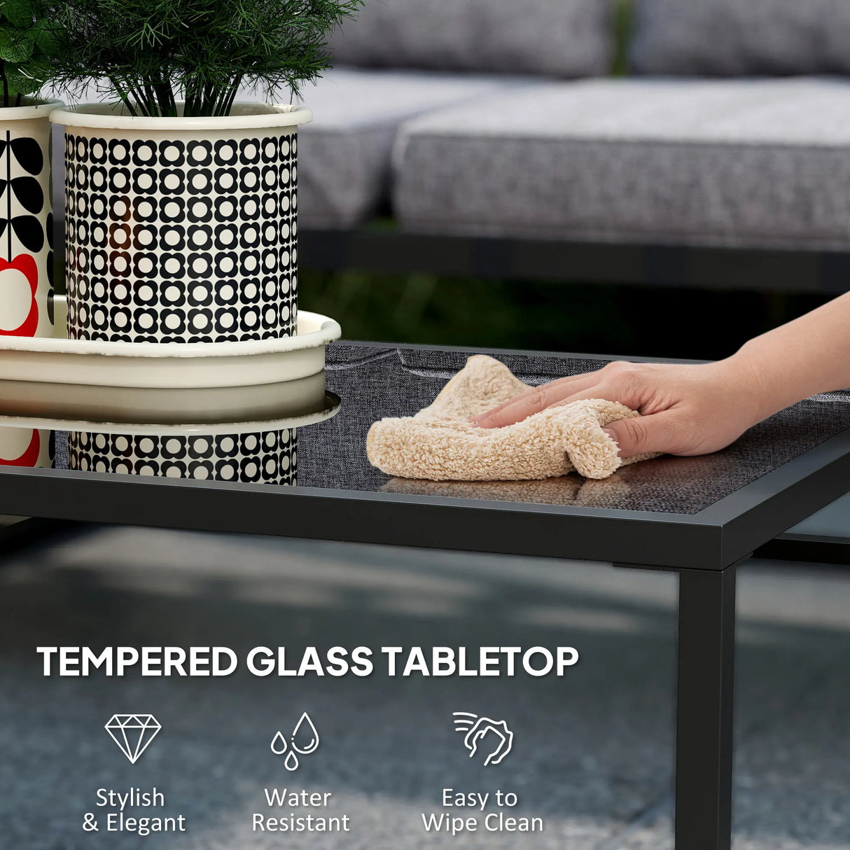 Outsunny Three-Piece L Shaped Garden Furniture Set with Cushions - Grey