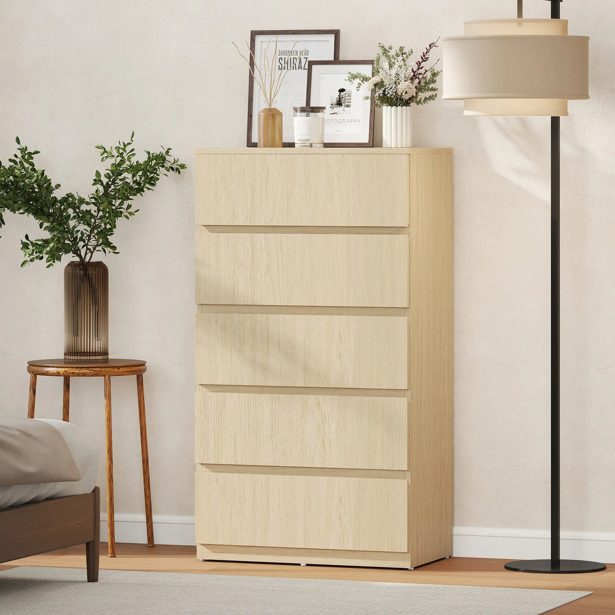 HOMCOM Chest of Drawers, 5-Drawer Storage Cabinets, Modern Dresser, Storage Drawer Unit for Bedroom